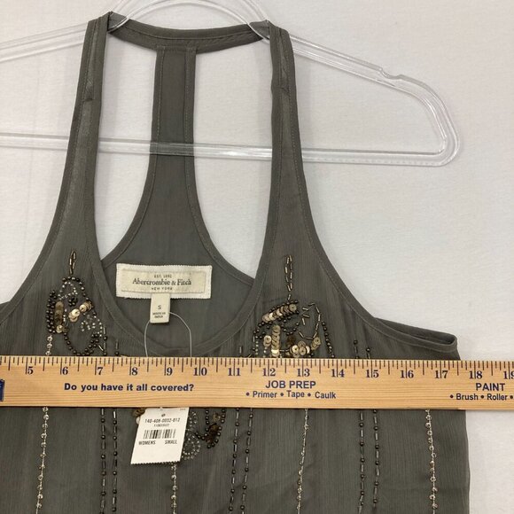 NWT Vintage Abercrombie & Fitch Small Gray Beaded Boho Y2K Tank Top Festival - Picture 7 of 11